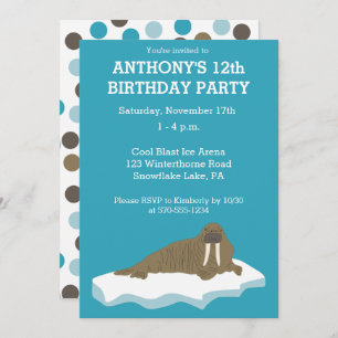 Invitation Walrus sur une Iceberg Custom Birday Party