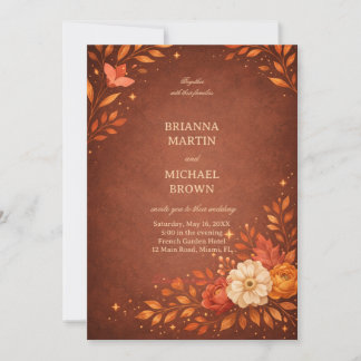 Invitation Warm Rustic Floral Autumn Elegant