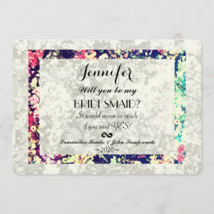 Invitation Washed Out & Multicolor élégant collage floral