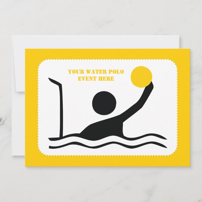 Invitation Water polo player black silhouette custom (Devant)