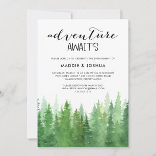 Invitation Watercolor Adventure Attend le Fiançailles foresti