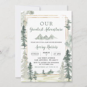 Invitation Watercolor Adventure Forest Pine Tree Baby shower