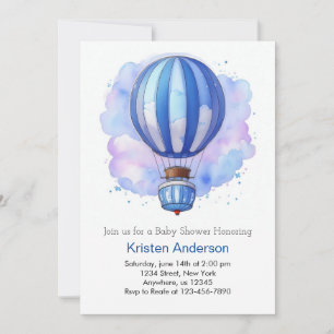 Invitation Watercolor Adventure Hot Air Balloon Baby shower