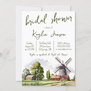 Invitation Watercolor Agritourisme paysage nuptiale douche In