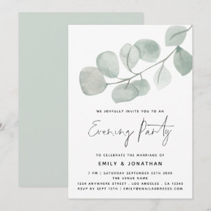 Invitation Watercolor Artsy Eucalyptus Mariage Soirée