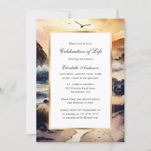 Invitation Watercolor Beach au coucher du soleil Célébration 