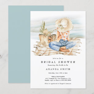 Invitation Watercolor Beach Fête des mariées tropicale estiva