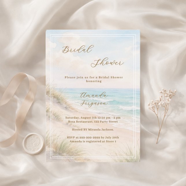 Invitation Watercolor beach sand dunes Bridal Shower (Créateur téléchargé)