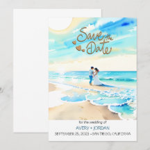 Watercolor Beach: Summer Wedding Save the Date