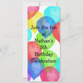 Invitation Watercolor Birthday Balloon Party