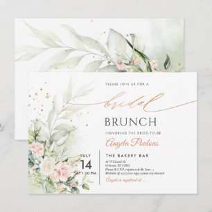 Invitation Watercolor Blush Cream Rose Bridal Brunch