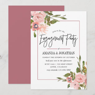 Invitation Watercolor Blush et Rose Gold Engagement Party