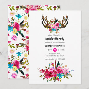 Invitation Watercolor Boho Chic Floral Bachelorette Party