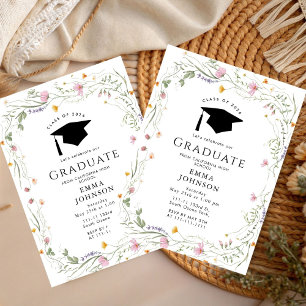 Invitation Watercolor Boho Fleur sauvage Boho Graduation Part