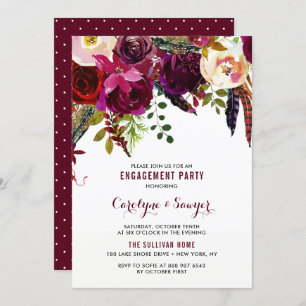 Invitation Watercolor Boho Floral Automne Party