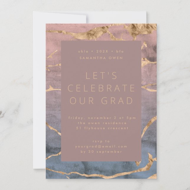 Invitation Watercolor Boho Modern Graduation Photo Party (Devant)