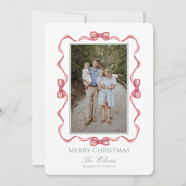 Invitation Watercolor Bow Christmas Card (Devant)