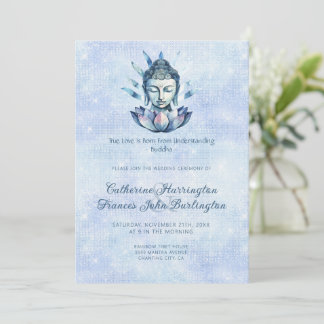Invitation Watercolor Buddha Head  Buddhism Wedding Ceremony 