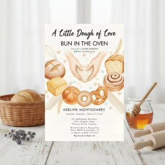 Invitation watercolor Bun in the Oven Bakery Baby Shower