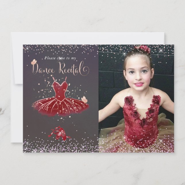 Invitation Watercolor Burgundy Tutu Dance Considérant (Devant)