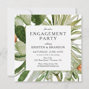Invitation Watercolor Cactus Desert Engagement