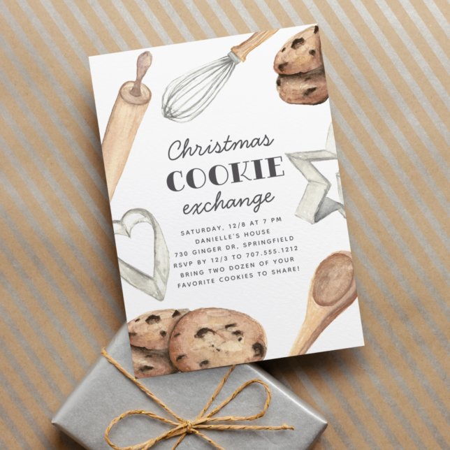 Invitation Watercolor Christmas Cookie Exchange Party (Créateur téléchargé)