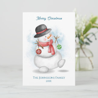 Invitation Watercolor Christmas snowman 