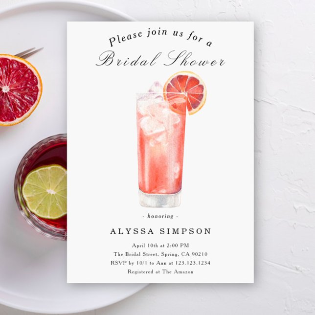 Invitation Watercolor Citrus Cocktail Bridal Shower (Créateur téléchargé)