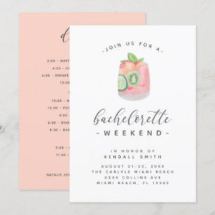 Invitation Watercolor Cocktail Minimal Bachelorette Week-end