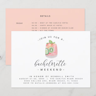 Invitation Watercolor Cocktail Minimal Bachelorette Week-end