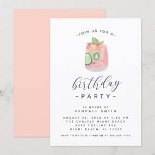 Invitation Watercolor Cocktail Minimaliste fête d'anniversair