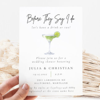 Invitation Watercolor Cocktail Party Margarita Wedding shower