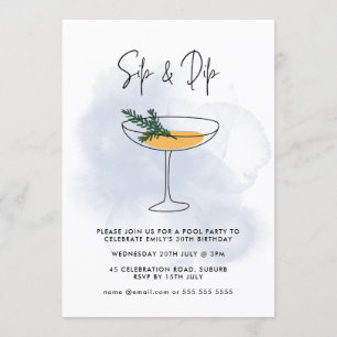 Invitation Watercolor Cocktail Pool Party 30e anniversaire