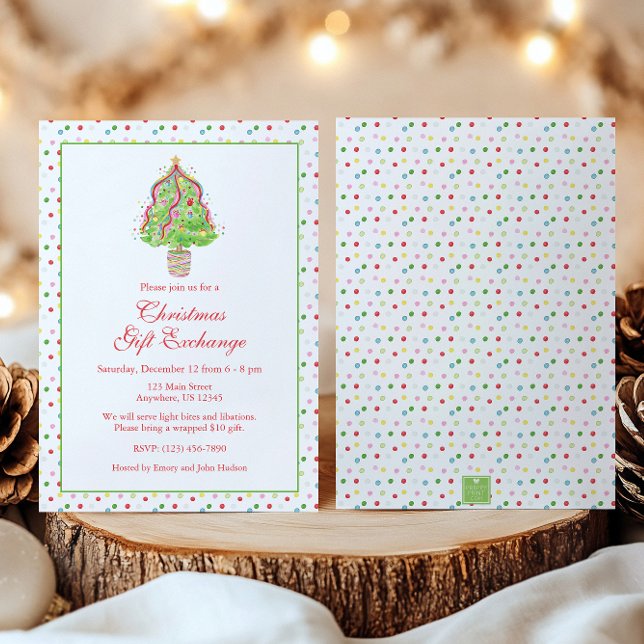 Invitation Watercolor Confetti Christmas Tree Party (Créateur téléchargé)