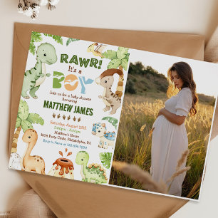 Invitation Watercolor Cute Dinosaur Boy Baby shower Photo