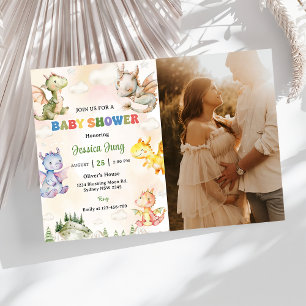 Invitation Watercolor Cute Dragon Baby shower Party