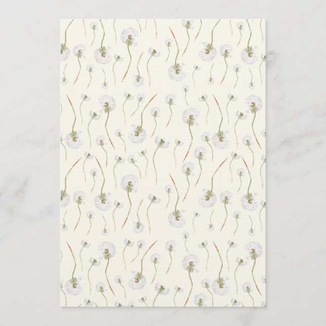 Invitation Watercolor Dandelion Flowers Seamless Pattern (Devant)