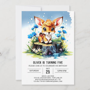 Invitation Watercolor Deer Boho Boho Boy Anniversaire