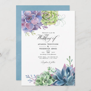Invitation Watercolor Desert Cactus Succulents Photo Mariage