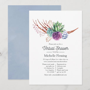 Invitation Watercolor Desert Succulents Baby shower virtuel