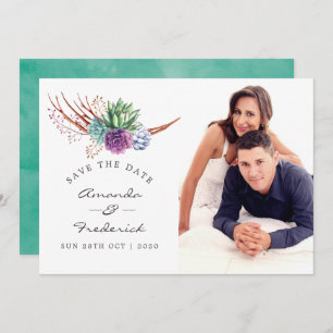 Invitation Watercolor Desert Succulents Mariage Enregistrer l