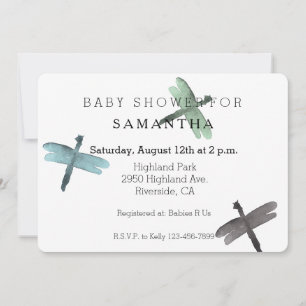 Invitation Watercolor Dragonflies baby