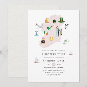 Invitation Watercolor Dublin Irlande Destination Wedding