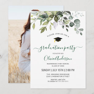 Invitation Watercolor Eucalyptus Fête de graduation