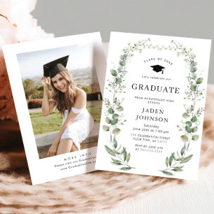 Invitation Watercolor Eucalyptus Floral Boho Graduation Party