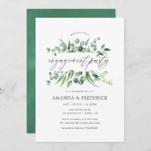 Invitation Watercolor Eucalyptus Green Engagement Party