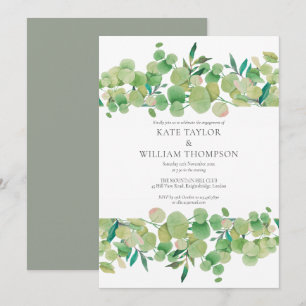Invitation Watercolor Eucalyptus Green Engagement Party
