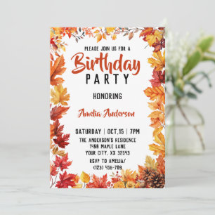 Invitation Watercolor Fall Leaves Automne Anniversaire Fête