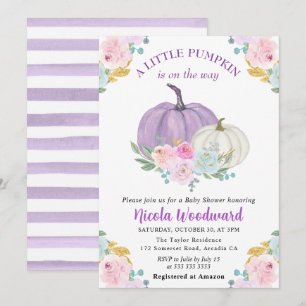 Invitation Watercolor Fall Pastel Couleur Baby shower Citroui