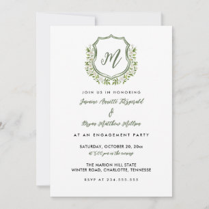 Invitation Watercolor Floral Crest Engagement